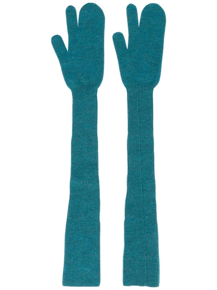 Maison Margiela 'tabi' Long Mittens, Women's, Blue, Wool