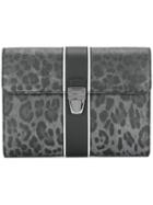 Dolce & Gabbana Leopard Print Clutch, Men's, Grey, Leather