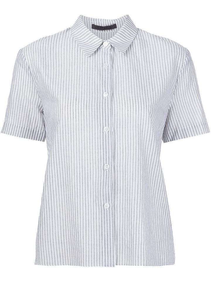 Jenni Kayne Short Sleeved Striped Shirt, Women's, Size: Small, White, Cotton