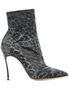 Casadei Leopard Print Stiletto Boots - Metallic