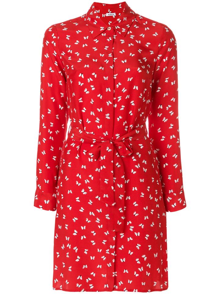 P.a.r.o.s.h. Butterfly Print Shirt Dress - Red