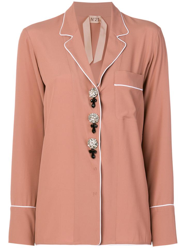 No21 Jewel Button Pyjama-style Shirt - Nude & Neutrals