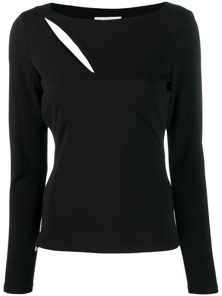 Patrizia Pepe Stretch Fit Slit Top - Black