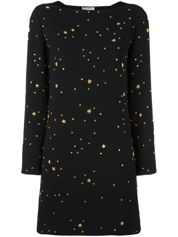 Versace Collection Gold-tone Stars Embellished Dress, Women's, Size: 46, Black, Polyester/viscose