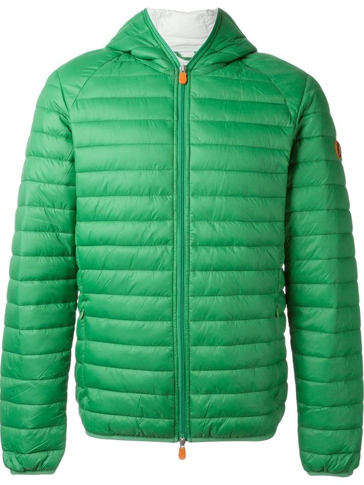 Save The Duck Hooded Puffer Jacket, Men's, Size: Medium, Green, Nylon/polyester