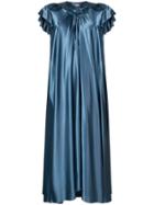 Balenciaga Ruffle-trimmed Silk Dress - Blue