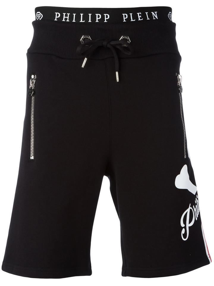 Philipp Plein Print Shorts, Men's, Size: Large, Black, Cotton