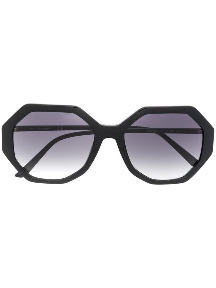 Calvin Klein Gradient Oversized Frame Sunglasses - Black