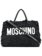 Moschino Branded Shearling Tote - Pink & Purple
