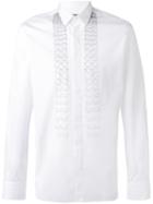 Lanvin Embroidered Stripe Detail Shirt, Men's, Size: 43, White, Cotton