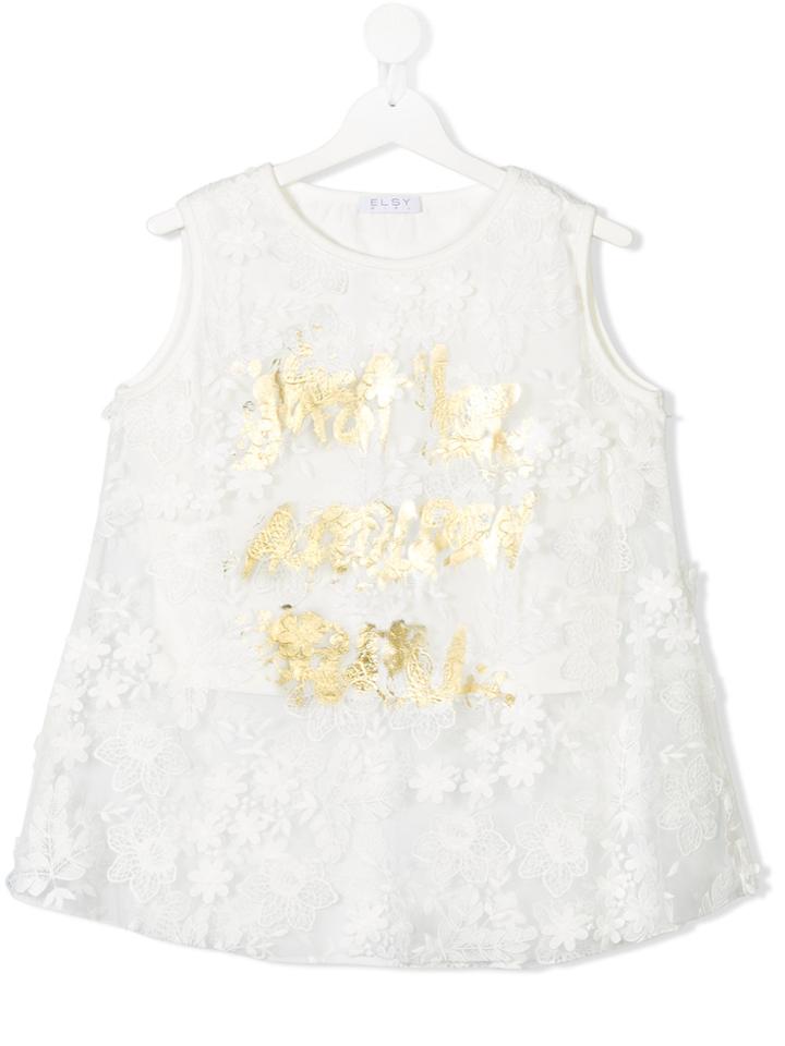 Elsy Teen Floral Lace Top - White