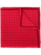 Canali Checked Pocket Square - Red