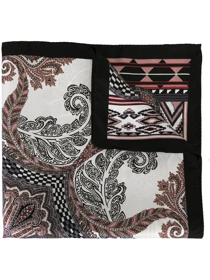 Etro Abstract Print Pocket Square, Men's, Black, Silk