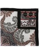 Etro Abstract Print Pocket Square, Men's, Black, Silk