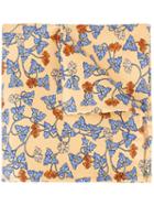 Simeone Napoli Floral Print Scarf, Men's, Yellow/orange, Silk