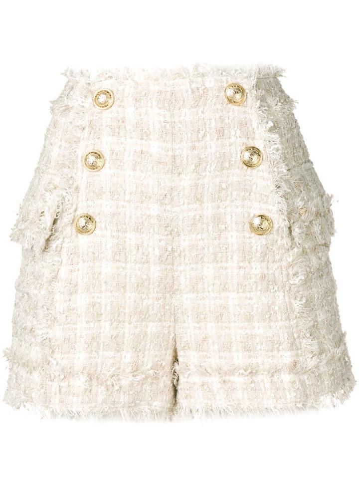 Balmain Button Detail Shorts - Neutrals
