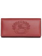 Burberry Embossed Crest Two-tone Leather Continental Wallet - Red