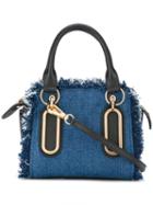 See By Chloé Small 'paige' Tote Bag, Women's, Blue, Cotton/leather