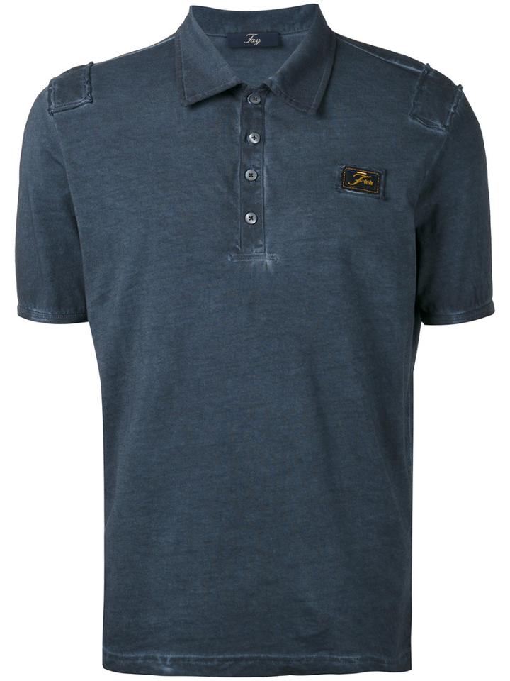 Fay Logo Patch Polo Shirt, Men's, Size: Xl, Blue, Cotton