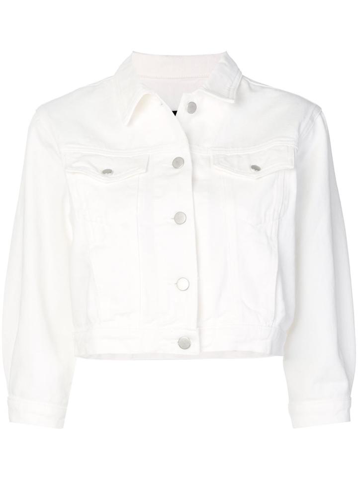 Andrea Ya'aqov Cropped Denim Jacket - White