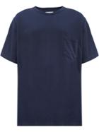 Facetasm Contrast Panel Loose Fit T-shirt - Blue