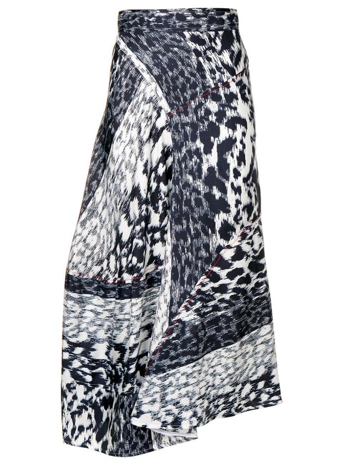 Victoria Beckham Leopard Print Midi Skirt - Blue