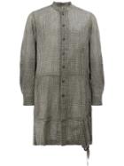 Ziggy Chen Patterned Slouch Shirt, Men's, Size: 48, Green, Cotton