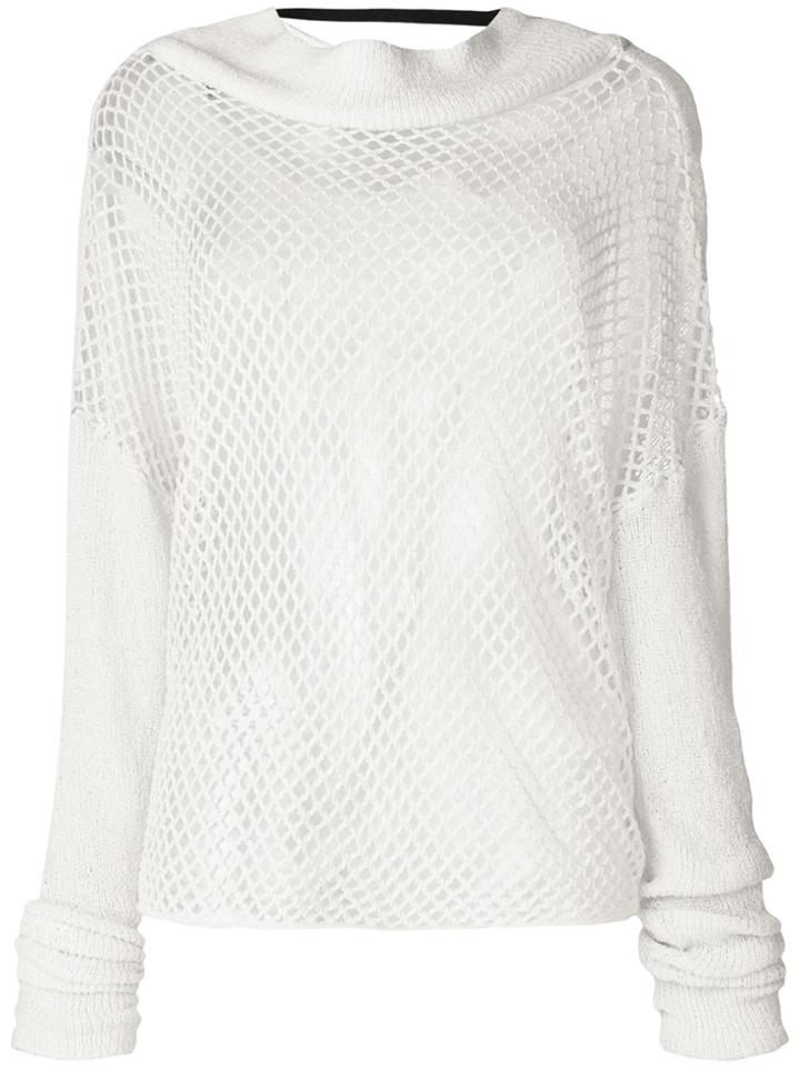 Ann Demeulemeester Oversized Wide Neck Net Sweater - White