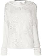 Ann Demeulemeester Oversized Wide Neck Net Sweater - White
