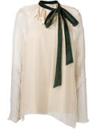 Chloé Velvet Collar Blouse, Women's, Size: 38, Nude/neutrals, Silk/cotton/polyester
