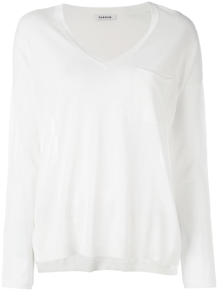 P.a.r.o.s.h. - Chest Pocket Semi-sheer Blouse - Women - Cotton/viscose - S, White, Cotton/viscose