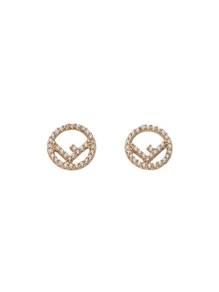 Fendi Embellished Logo Earrings - Metallic