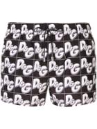 Dolce & Gabbana Monogram Swim Shorts - Black