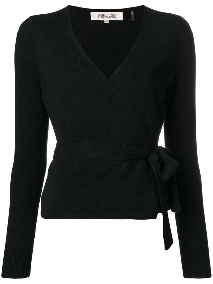 Dvf Diane Von Furstenberg Cashmere Wrap-around Top - Black