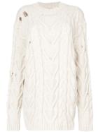 Palm Angels - Cable Knit Sweater - Women - Cotton/polyester - S, Nude/neutrals, Cotton/polyester