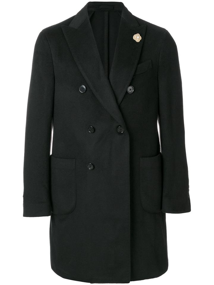 Lardini Classic Double-breasted Coat - Black