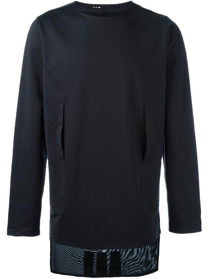 Y-3 Layered Sweatshirt, Men's, Size: Xs, Black, Cotton/polyamide/polyurethane