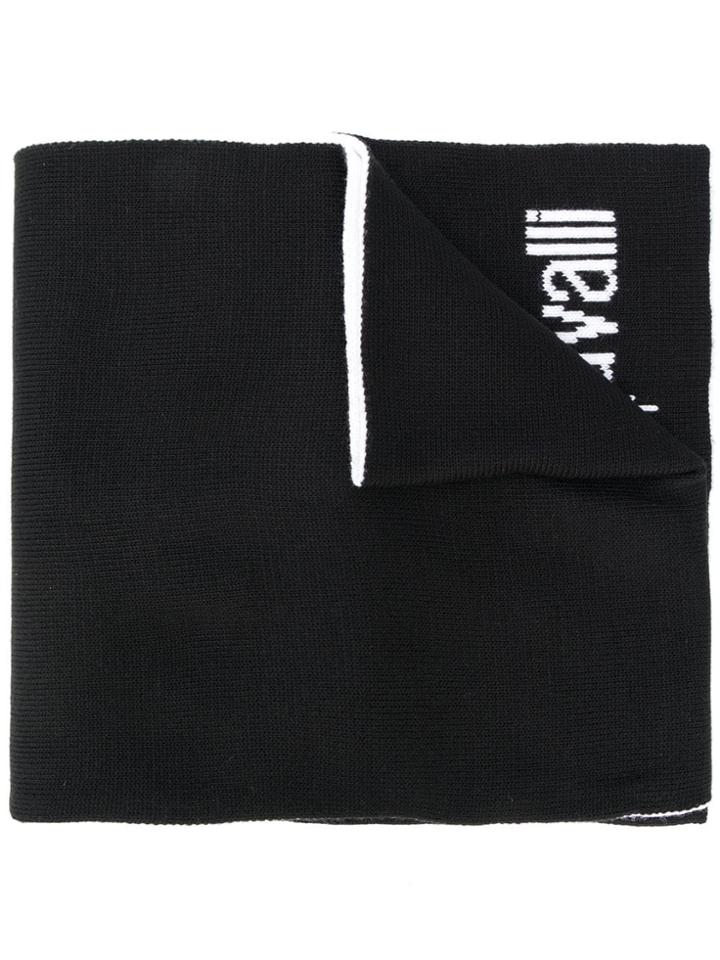 Roberto Cavalli Logo Intarsia Scarf - Black
