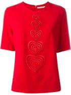 Christopher Kane Macrame Heart T-shirt, Women's, Size: 38, Red, Acetate/viscose/silk