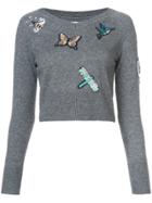 Cinq A Sept Embroidered Fitted Sweater - Grey