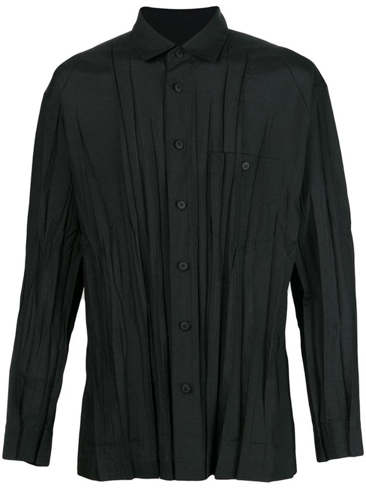 Issey Miyake Men Creased Effect Shirt - Black