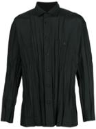 Issey Miyake Men Creased Effect Shirt - Black