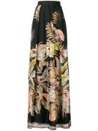 Black Coral Floral Print Full Skirt
