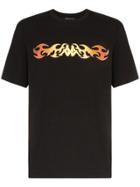 Charm's Flame Logo Print Crew Neck T-shirt - Black