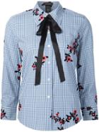 Marc Jacobs Floral Gingham Shirt, Women's, Size: 8, Blue, Cotton/nylon