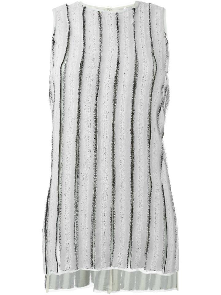 Proenza Schouler Frayed Stripe Tank Top, Women's, Size: 6, Grey, Silk/viscose
