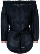 Ginger & Smart Off-the-shoulder Belted Shirt - Blue