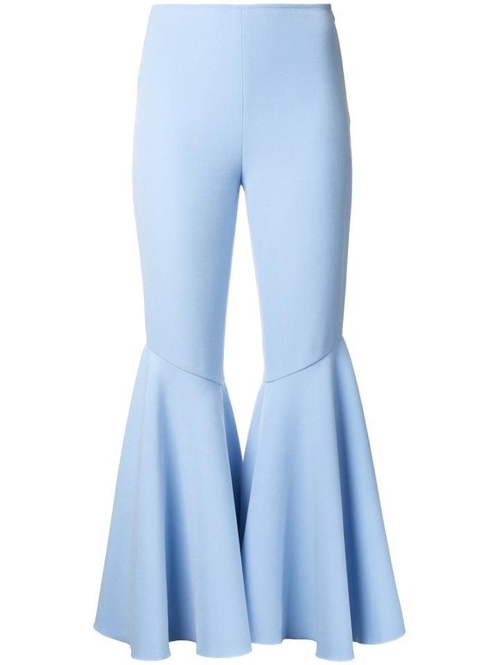 Anna October Flared Cropped Trousers, Women's, Size: Small, Blue, Polyester/cotton