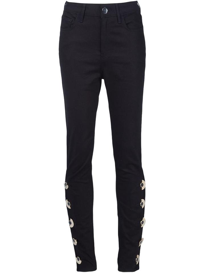 Anthony Vaccarello Skinny Button Detail Jeans, Women's, Size: 27, Black, Cotton/spandex/elastane