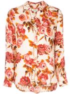 L'agence Floral-print Silk Shirt - Pink